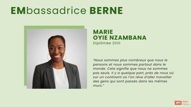 Portrait de Marie OYIE NZAMBANA - EMbassadrice Berne 